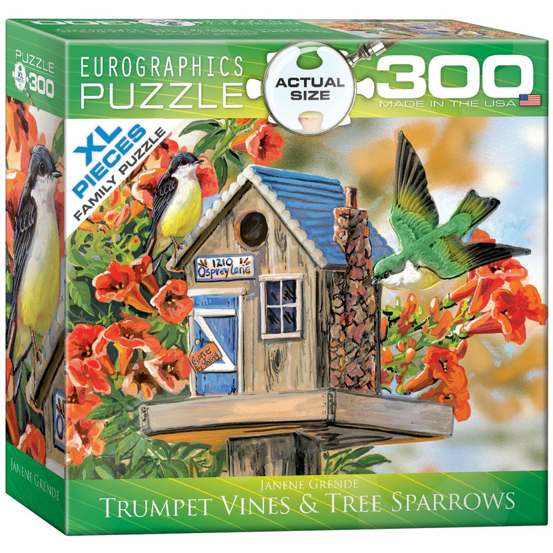 Trumpet Vines & Tree Sparrows, 300 Pc Jigsaw Puzzle by Eurographics