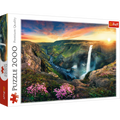 Háifoss Waterfall, Iceland, Idylic Sunset Land, 2000 piece puzzle by Trefl