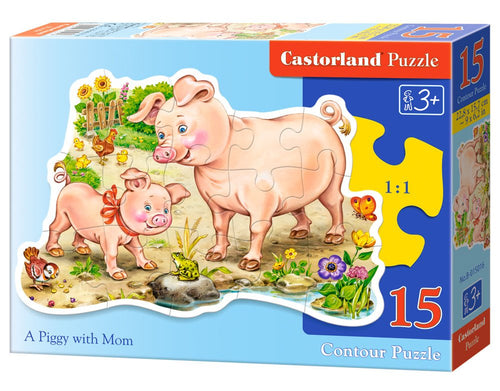 A Piggy with Mom ,15 Pc Jigsaw Puzzle by Castorland