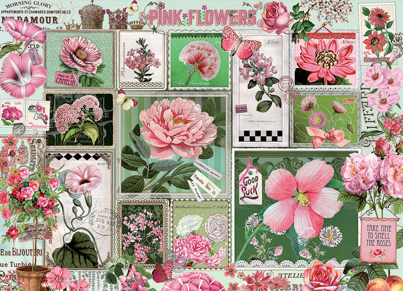 Pink Flowers, 1000 Pc Jigsaw Puzzle by Cobble Hill