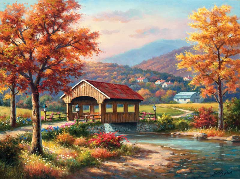 Fall at the Covered Bridge, 1000 piece puzzle by Sunsout