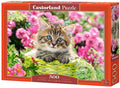 Kitten in Flower Garden, 500 Pc Jigsaw Puzzle by Castorland