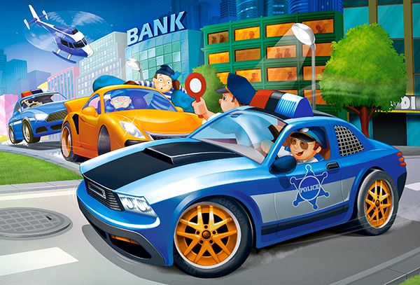 Police Chase, 40 Maxi, Jigsaw Puzzle by Castorland