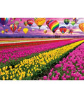 Sunset Balloons Over Tulip Field, 1000 pc Jigsaw Puzzle by Cra-z-Art