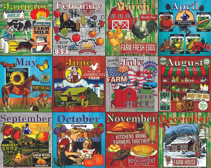 Farm Calendar, 1000 Pc Jigsaw Puzzle by White Mountain