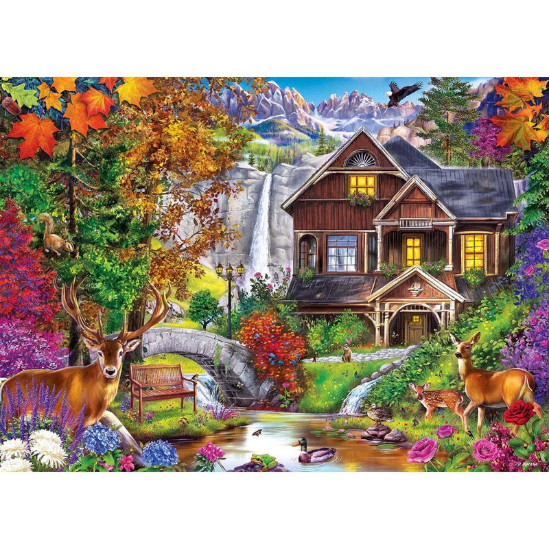 Hidden Falls Cottage, 1000 Piece Puzzle, by Master Pieces.