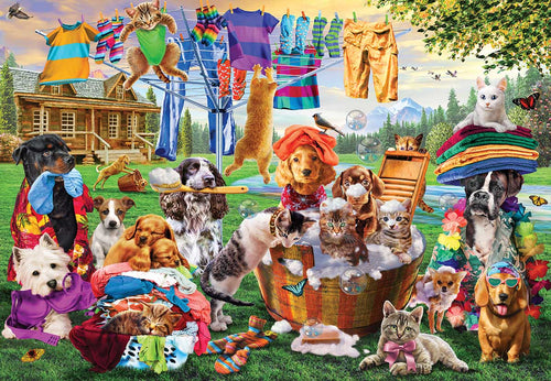 Laundry Day Rascals, 1000 EZ Piece Puzzle, by Master Pieces.