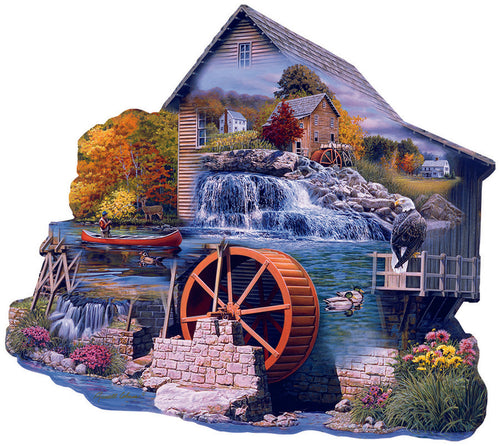 Old Mill Stream, 1000 piece shaped puzzle by Sunsout