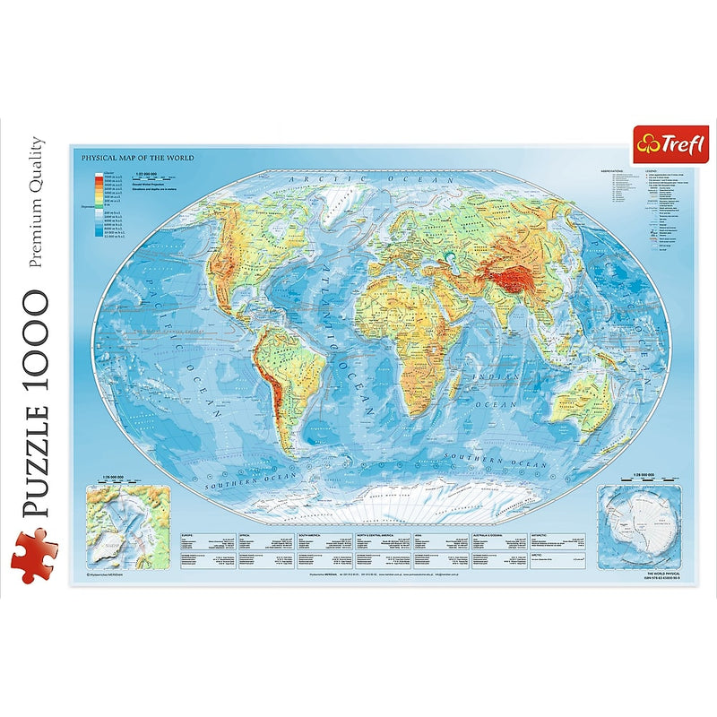 Physical map of the world,1000 piece puzzle by Trefl