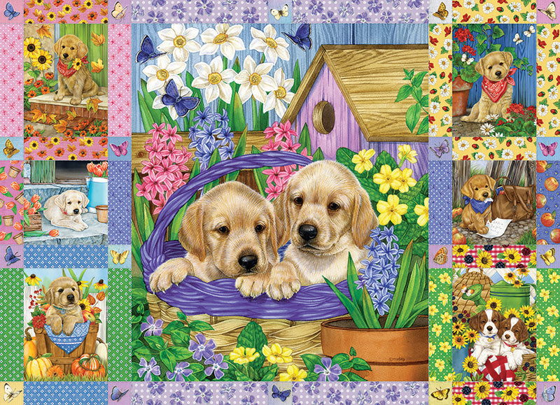 Puppies and Posies Quilt, 1000 Pc Jigsaw Puzzle by Cobble Hill