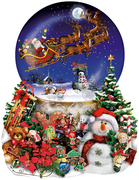 Santa's Snowy Ride, 1000 piece shaped puzzle by Sunsout