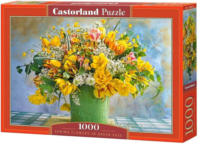 Spring Flowers in Green Vase, 1000 Pc Jigsaw Puzzle by Castorland