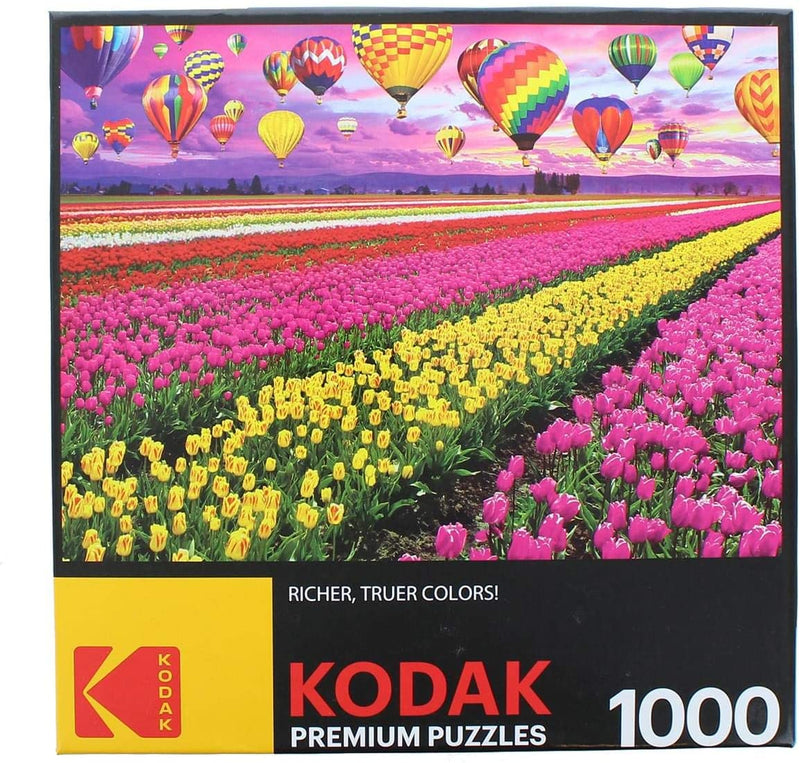Sunset Balloons Over Tulip Field, 1000 pc Jigsaw Puzzle by Cra-z-Art