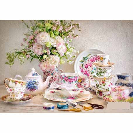 Still Life with Porcelain and flowers, 500 Pc Jigsaw Puzzle by Castorland